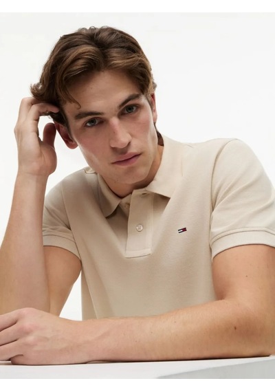 Tommy Hilfiger Erkek Marka Logolu Günlük Kullanıma Uygun Krem Polo Yaka T-shirt Dm0dm22711 Acı