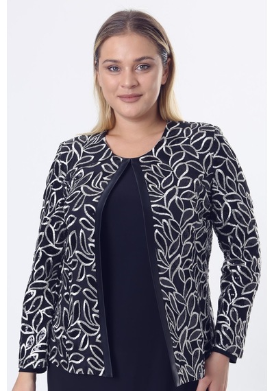 Ladies First Büyük Beden 3814 Lacivert Ceket+Bluz Takım 001