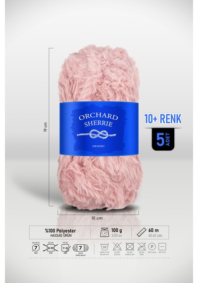 Pembe 5'li Paket 100 Gr / 60 M Tavşan Tüyü Dokulu Kalın Kürk Peluş Örgü İpi