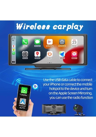 10 Süper Hd Ips Dokunmatik Ekran Akıllı Ekran Araba Stereo Ön Kaydedici Dahili 12v-24v Kamyon Van Kablosuz Carplay A