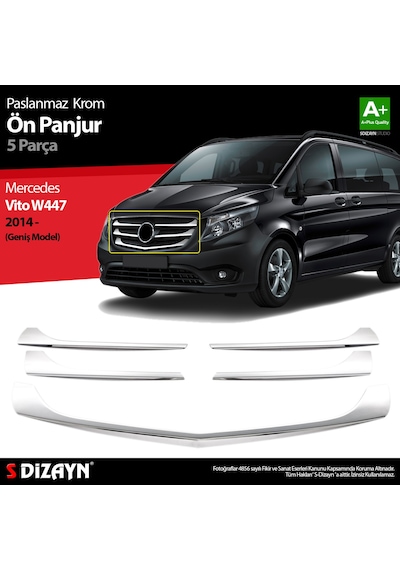 S-dizayn  Vito W447 Krom Ön Panjur Geniş Model 5 Prç. 2014-2020