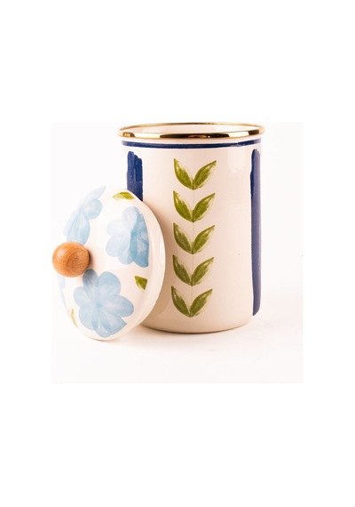 Bloom Emaye Kapsül Kavanozu / Çok Amaçlı Kavanoz 17 Cm Bej