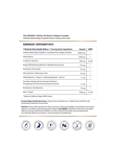 Balık Kolajen Peptitleri Ve Ca-akg İçeren Complex 10.000 Mg Marine Collagen Takviye Tip 1 Aromasız 30 Günlük