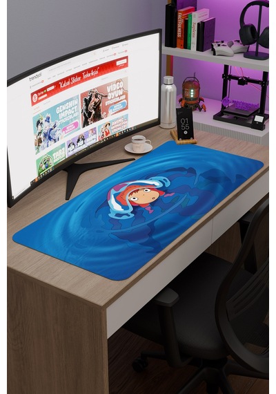 Ponyo Anime V1 - 90x40 Xxl Gaming Kauçuk Kaymaz Taban Mouse Pad Fare Altlığı