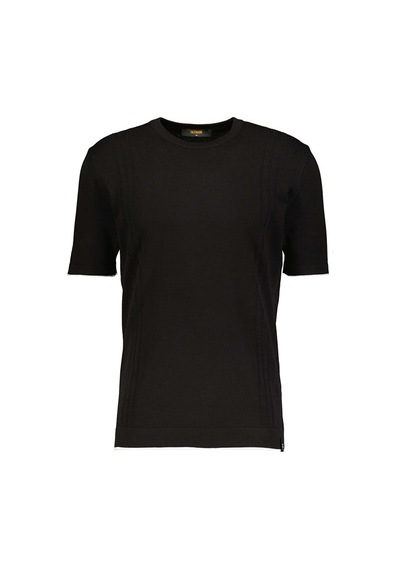 Cazador 34185 Erkek Bisiklet Yaka Triko T-shirt Siyah