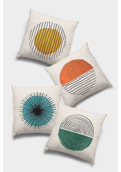 Yeşil Geometrik Çift Taraflı 4'lü Set Kırlent Kılıfı 4kr025n11