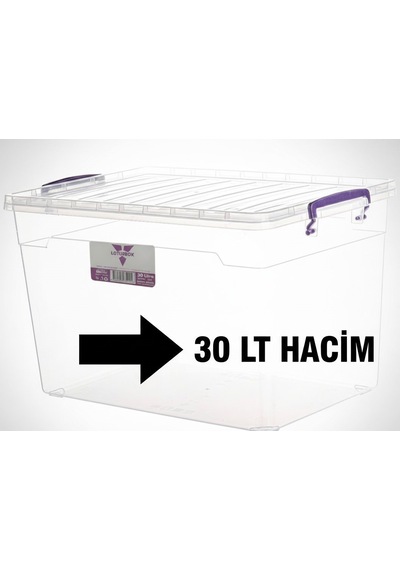 30 Litre Çok Amaçlı Depolama Kutusu Şeffaf Beyaz - Şeffaf