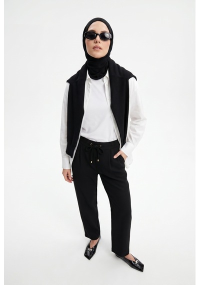 Armine Trend Beli Latikli Cepli Pantolon Siyah 26yt209