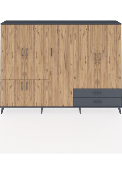 Arges Dolap 12 Raflı 2 Çekmeceli 7 Kapaklı 220x30x163 Antrasit-ça Antrasit-çam/antrasit Arges Dolap 12 Raflı 2 Çekmeceli 7 Kapaklı 220x30x163 Antrasit-ça Antrasit-çam/antrasit