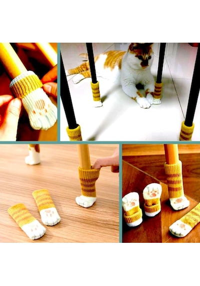 Omeniv Sandalye Koltuk Puf Sehpa Ayağı İçin Kedi Pati Çorap 2