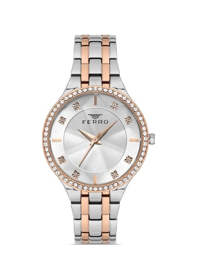 Ferro Fl21467a-e Quartz Çelik Rose/gri 35 Mm Kadın Kol Saati