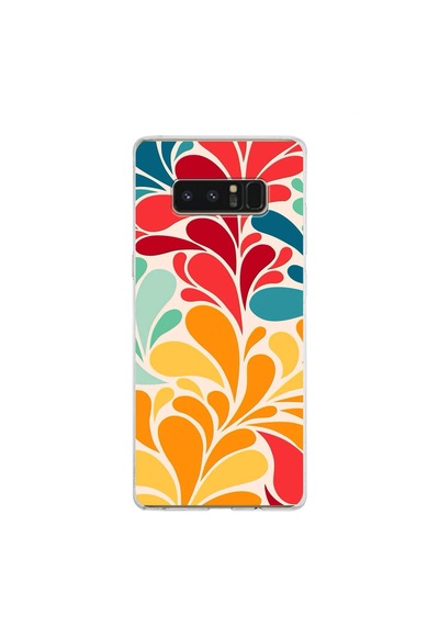 Samsung Galaxy Note 8 İle Uyumlu 1mm Slim Fit Retro Colors 5 Baskılı Şeffaf Kılıf Şeffaf