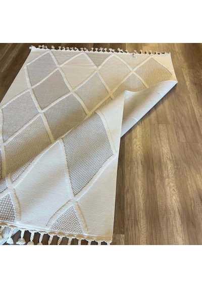 İpek Mekik Halı Lux 11711 White Beige Modern İskandinav Halı