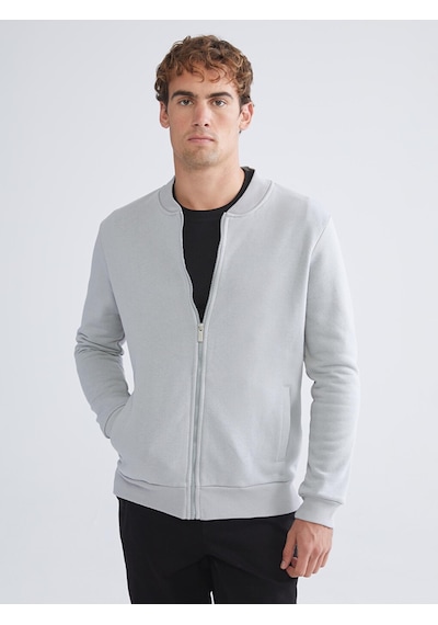LC Waikiki Lc Waıkıkı Gri Kolej Yaka Erkek Kalın Fermuarlı Sweatshirt