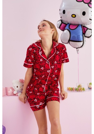 Siyah İnci Lisanslı %100 Pamuk Çok Renkli Düğmeli Biyeli Şort Pijama Takım Hk158 Kırmızı Siyah İnci Lisanslı %100 Pamuk Çok Renkli Düğmeli Biyeli Şort Pijama Takım Hk158 Kırmızı