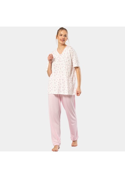 Türen Empirme Patlı Battal Kısa Kollu Pijama Takım 3369/pembe 001