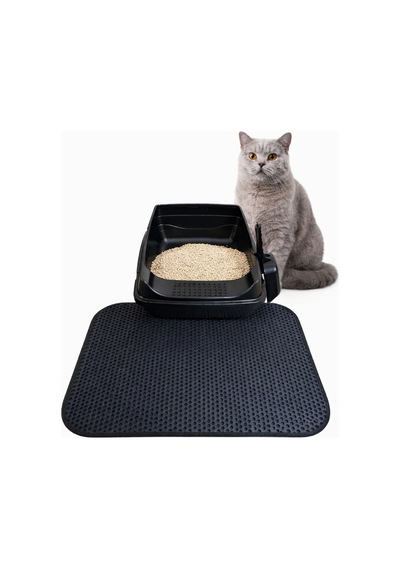 Elekli Açık Kedi Tuvaleti Paspaslı-siyah