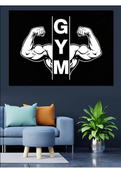 Ahşap Tablo Kaslı Kollar Ve Gym Yazısı İnsan Figürlü Tablolar