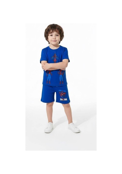 Miniko Kids Erkek Çocuk Spiderman Örümcek Adam Modelli Pamuk Şortlu Takım Saks Mavisi Miniko Kids Erkek Çocuk Spiderman Örümcek Adam Modelli Pamuk Şortlu Takım Saks Mavisi