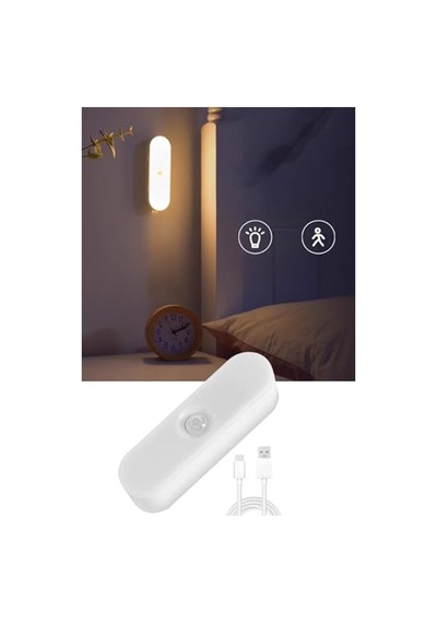 Hareket Sensörlü Usb Şarjlı Led Işık, Taşınabilir Lamba 10 Parça Siyah