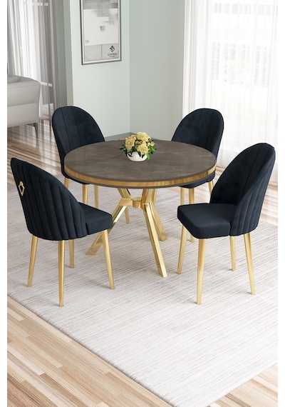 Canisa Mos Serisi 90x90 Lak Panel Antrasit İroni Gold Kaplama Ayaklı Masa Takımı Ve 4 Antrasit Sandalye Antrasit İroni Masa Sandalye Antrasit Gold Detay Canisa Mos Serisi 90x90 Lak Panel Antrasit İroni Gold Kaplama Ayaklı Masa Takımı Ve 4 Antrasit Sandalye Antrasit İroni Masa Sandalye Antrasit Gold Detay