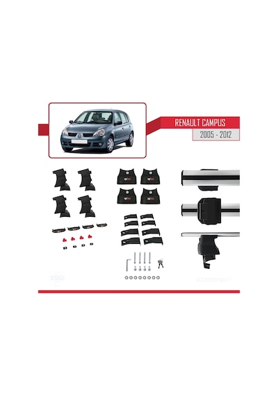 Renault Clio Storia/campus 2005-2012 Arası İle Uyumlu Ace-4 Ara Atkı Tavan Barı Gri