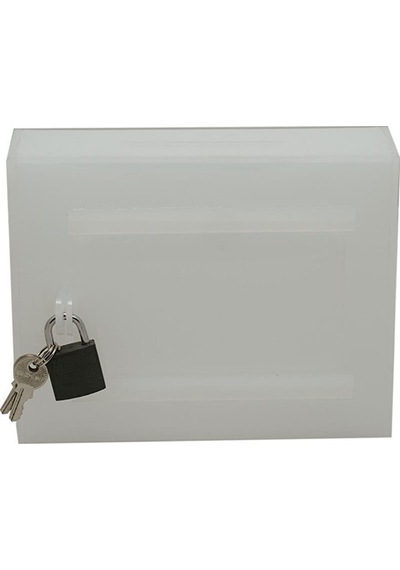 Asma Kilitli Pleksi Tip Box Bahşiş Kutusu Buz Beyazı 15x10xh12 Cm