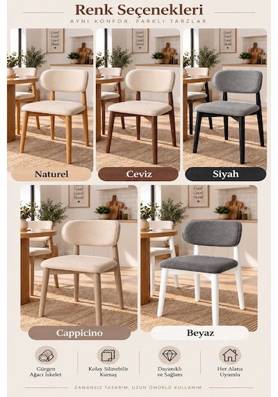 2 Adet Polo Nergis Ahşap Gürgen Sandalye Cafe,restaurant,mutfak,salon,yemek Odası Sandalyesi Ceviz