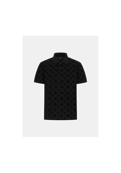 Ss Flocked Erkek Polo T-shirt Siyah