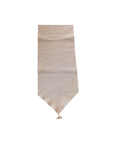 Dyris 50x200 Cm Doğal Jüt Runner Bohem & Rustik Dekoratif Masa Örtüsü, Püskül Detaylı Uzun Runner Acı Kahverengi