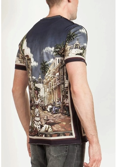 Dolce & Gabbana Dolce&Gabbana Reggello Outlet Palermo City Print T-shirt G8HC7THP Çok Renkli