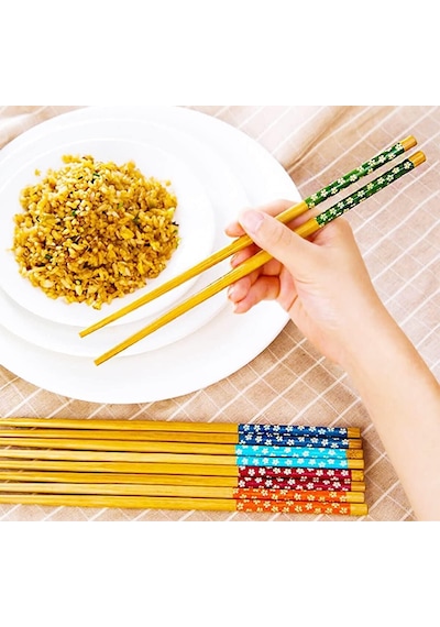 Pratik 2'li Desenli Yıkanabilir Kore Çin Bambu Chopsticks Yemek Çubuğu Desenli Bambu Chopstick