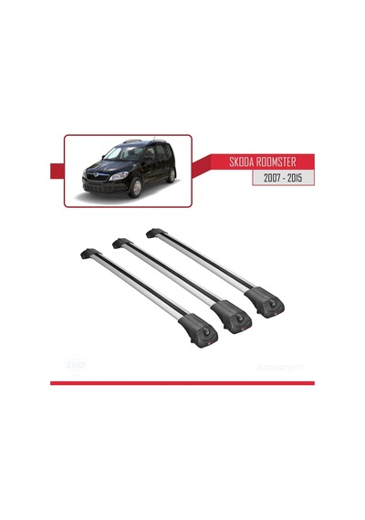 Skoda Roomster 2007-2015 Arası İle Uyumlu Ace-1 Ara Atkı Tavan Barı Gri 3 Adet Bar