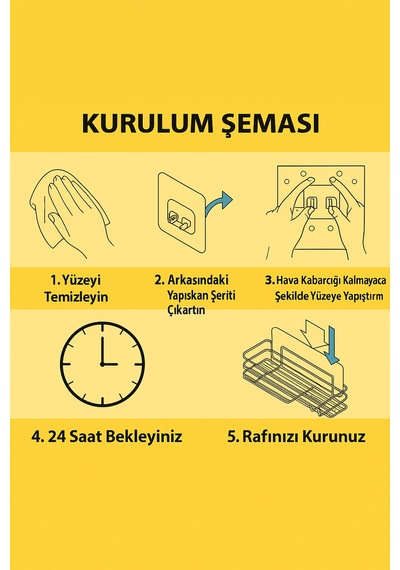 4 Adet 7x7cm Yedek Süper Güçlü Yapışkanlı Askı, 20kg Banyo - Mutfak Raf Tutucu Sticker, Delmesiz Şef Diğer