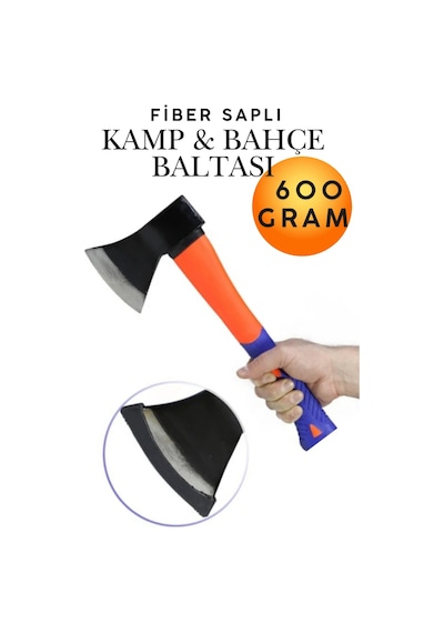 Fiber Saplı Kamp Baltası 600 Gr Profesyonel Nacak Kampçı El Baltası Odun Yarma Budama Kesme Doğrama Doğa Avcılık Outdoor Ekipmanları Ergonomik Kaymaz Fiberglas Saplı Mini Hafif Balta Takımı 600gr