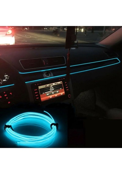 Araç İçi Neon Aydınlatma Led Göğüs Torpido Ledi Neon İp Led Buz Mavi 2 Metre