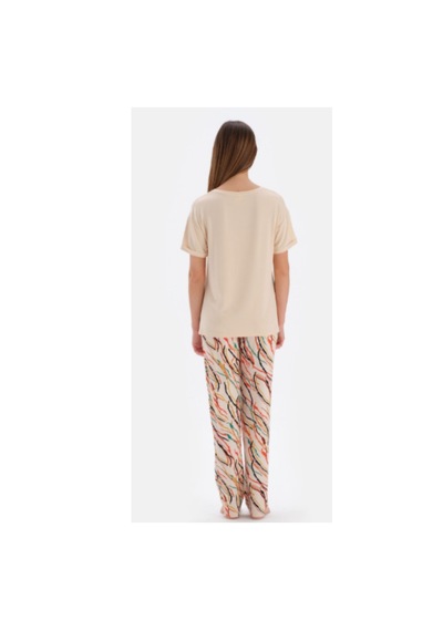 Eros 33560 Kısa Kol Kadın Pijama Takımı Bej
