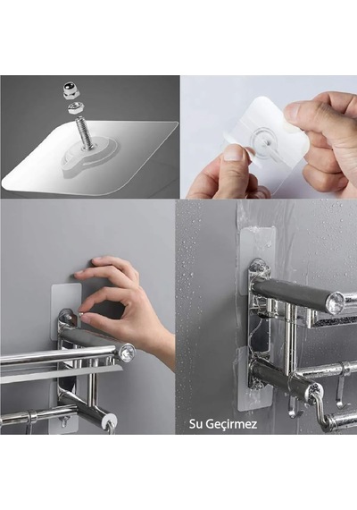 4 Adet Yapışkanlı Duvar Kancası Vidalı, Duvar Askısı - Duvar, Kapı Arkası, Mutfak Ve Banyo Kancaları Diğer
