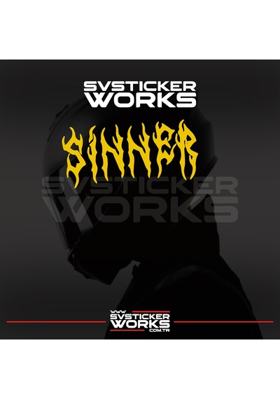 Sinner Kask Sticker Tüm Kasklar Uyumlu Tek Yön 1 Adet Sarı