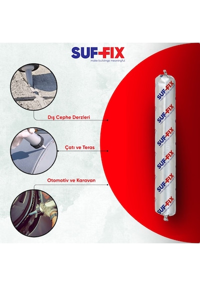 Suf-fix Pu 40 Sosis Mastik 600ml - Poliüretan İnşaat Ve Dış Cephe Mastiği Sosis Silikon Alüminyum Gri