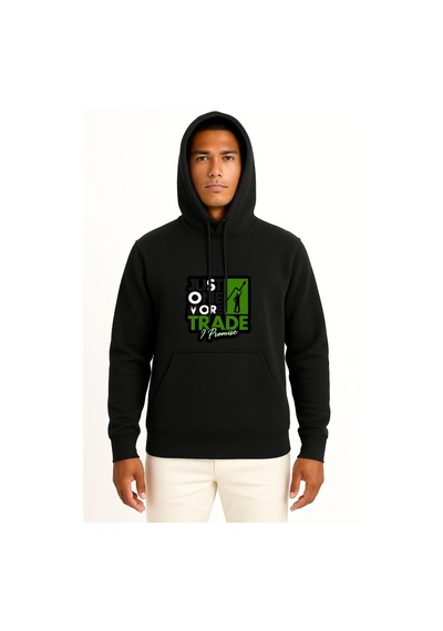 Bahriyeli Collection Kapüşonlu Investor Stock Market Trader Sticker Göğüs Tasarımlı Unisex Sweatshirt Siyah