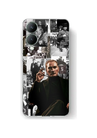 Vivo Y17s Uyumlu Mustafa Kemal Atatürk Kolajları Baskılı Silikon Kılıf
