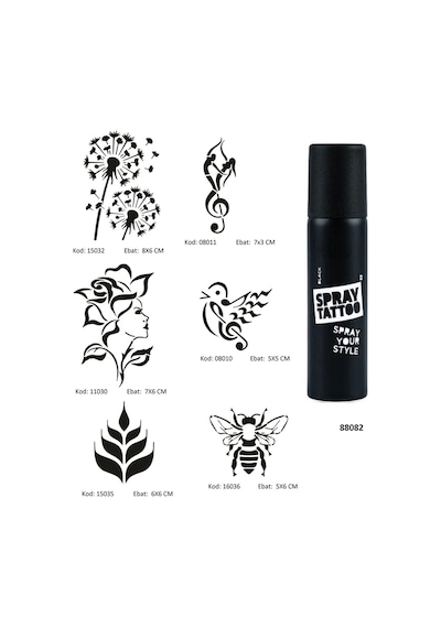 Müzik Ve Doğa Spray Tattoo Geçici Dövme Seti Dark Sprey Dövme Kiti