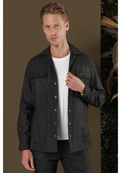 Efor G 1560 Slim Fit Siyah Klasik Gömlek Siyah