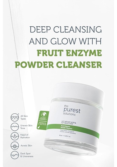 The Purest Solutions, Arındırıcı Ve Canlandırıcı Tüm Ciltler İçin Meyve Asitleri İçeren Toz Temizleyici 55 Gr