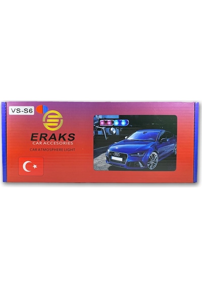 Eraks Araç Içi Vantuzlu Çakar Lamba Kırmızı - Mavi Renk 6 Led 12V