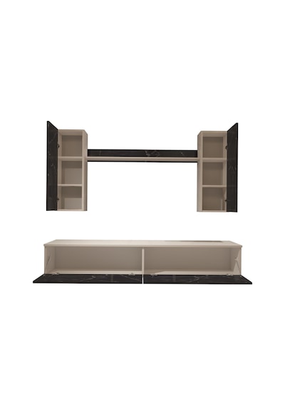 Decoraktiv Eko 7 Mdf Std Tv Ünitesi Tv Sehpası Beyaz - Siyah Mermer