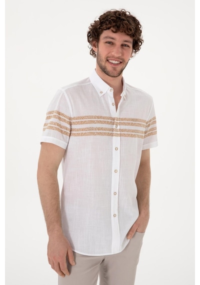 U.S. Polo Assn. U.s. Polo Assn. Erkek Kısa Kollu Regular %100 Pamuk Gömlek 2172106 Camel
