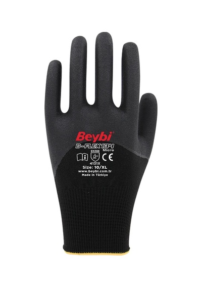 B-flex134 Micro Köpük Nitril Eldiven Gri Siyah