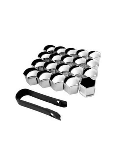 Bijon Kapağı 19 Mm Gümüş 20 Parça Set Jant Bijon Koruyucu Kapak Universal